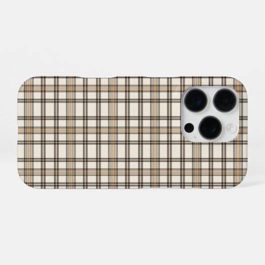 Rustic Farmhouse Beige and Brown Plaid Gift iPhoneケース (裏面横)