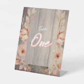 Rustic Farmhouse Boho Wood Grain & Flowers 台座サイン (正面)