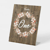 Rustic Farmhouse Boho Wood Grain & Flowers 台座サイン (正面)