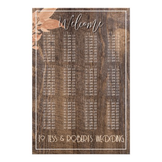 Rustic Farmhouse Boho Woodgrain Elegant Floral フォトプリント (正面)