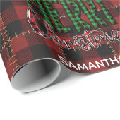 Rustic Farmhouse Buffalo Plaid Christmas Custom ラッピングペーパー (ロールコーナー)