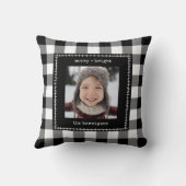 Rustic Farmhouse Buffalo Plaid Family Photo クッション (裏面)