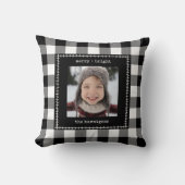 Rustic Farmhouse Buffalo Plaid Family Photo クッション (正面)