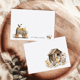Rustic Farmhouse Chickens Monogram Personalized ノートカード