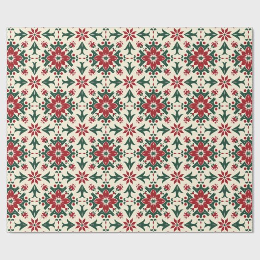 Rustic Farmhouse Christmas Floral Wrapping Paper ラッピングペーパー (フラット)