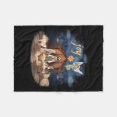 Rustic Farmhouse Christmas Joy Nativity フリースブランケット (正面(横))