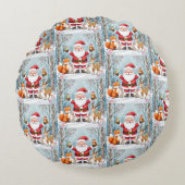 Rustic Farmhouse Christmas Round Pillow ラウンドクッション (正面)