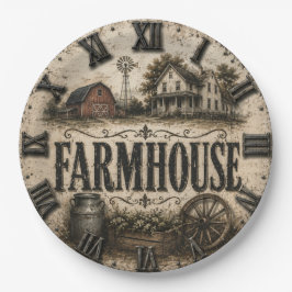 Rustic Farmhouse Country Barn Vintage Farmhouse ペーパープレート