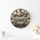 Rustic Farmhouse Country Barn Vintage Farmhouse ラージ壁時計 (ホーム)