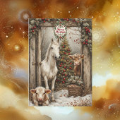 Rustic Farmhouse Cow Horse Country Christmas Card 