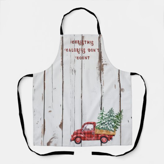 Rustic Farmhouse Distressed Wood Red Truck  エプロン (正面)