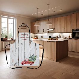Rustic Farmhouse Distressed Wood Red Truck  エプロン