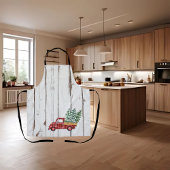 Rustic Farmhouse Distressed Wood Red Truck エプロン