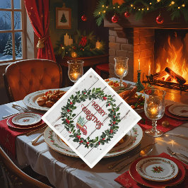 Rustic Farmhouse Distressed Wood Red Truck スタンダードカクテルナプキン