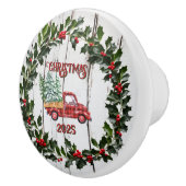 Rustic Farmhouse Distressed Wood Red Truck セラミックノブ (右)