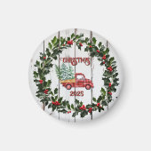 Rustic Farmhouse Distressed Wood Red Truck マグネット (正面)