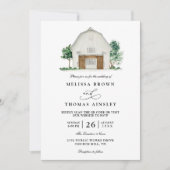 Rustic Farmhouse Elegant Barn QR Code Wedding 招待状 (正面)