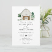 Rustic Farmhouse Elegant Barn QR Code Wedding 招待状 (スタンド正面)
