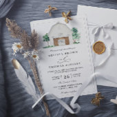 Rustic Farmhouse Elegant Barn QR Code Wedding 招待状
