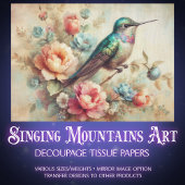 Rustic Farmhouse Floral Hummingbird Decoupage 薄葉紙