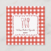 Rustic Farmhouse Gingham Bakery QR Code スクエア名刺 (正面)