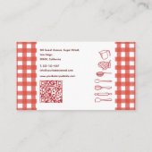 Rustic Farmhouse Gingham QR Code Bakery 名刺 (裏面)