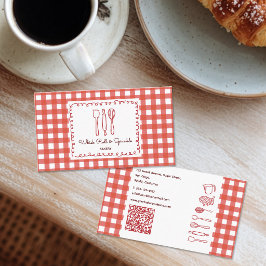Rustic Farmhouse Gingham QR Code Bakery 名刺