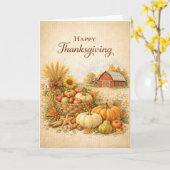 Rustic Farmhouse Happy Thanksgiving Harvest  カード (黄色い花)