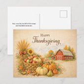 Rustic Farmhouse Happy Thanksgiving Harvest  シーズンポストカード (正面/裏面)