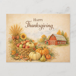 Rustic Farmhouse Happy Thanksgiving Harvest  シーズンポストカード