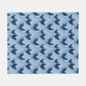 Rustic Farmhouse Hen Pattern – In Blue  フリースブランケット (正面(横))
