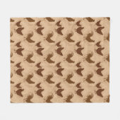 Rustic Farmhouse Hen Pattern – In Warm Brown  フリースブランケット (正面(横))