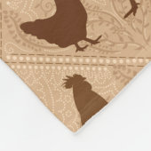 Rustic Farmhouse Hen Pattern – In Warm Brown  フリースブランケット (角)