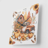 Rustic Farmhouse Inspired Autumn and Thanksgiving スクエア壁時計 (傾斜)