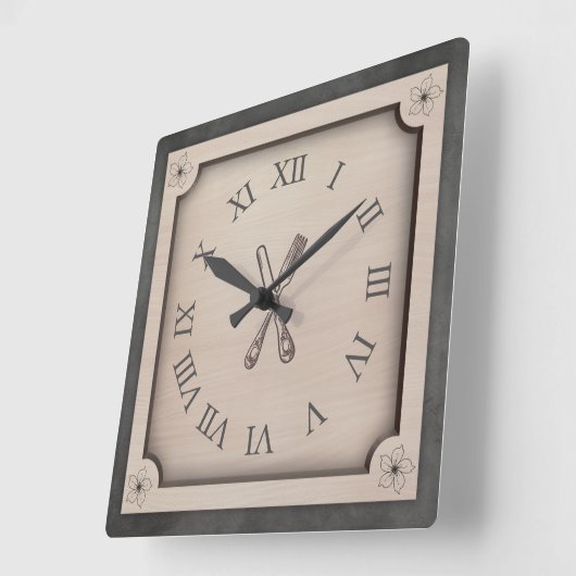 Rustic Farmhouse Kitchen Roman Numeral Wall Clock スクエア壁時計 (傾斜)