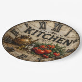 Rustic Farmhouse Kitchen Tomatoes & Herbs Vintage ペーパープレート (アングル)