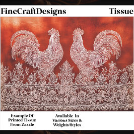 Rustic Farmhouse Lace Roosters EJ9 Decoupage 薄葉紙