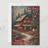 Rustic Farmhouse Magic Christmas Cottage Burlap  シーズンカード (正面)