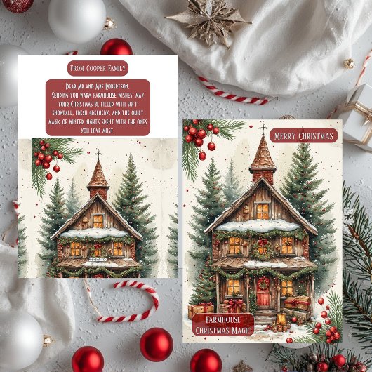 Rustic Farmhouse Magic Christmas Cottage Decor シーズンカード