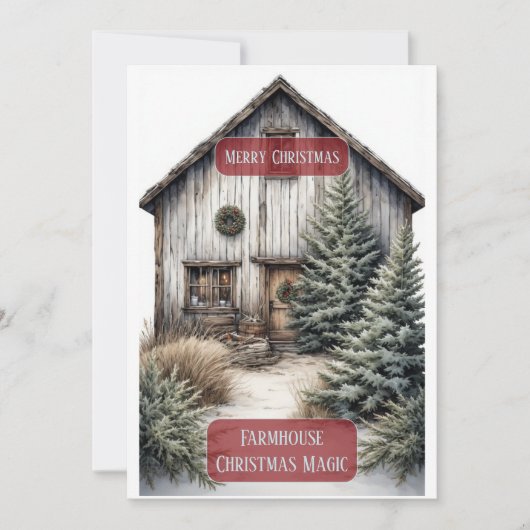 Rustic Farmhouse Magic Christmas Country Pine Tree シーズンカード (正面)