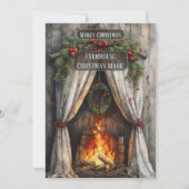Rustic Farmhouse Magic Christmas Fireplace Hearth  シーズンカード (正面)