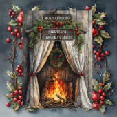 Rustic Farmhouse Magic Christmas Fireplace Hearth  シーズンカード