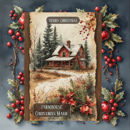 Rustic Farmhouse Magic Christmas Woodland Country シーズンカード