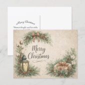 Rustic Farmhouse Merry Christmas  シーズンポストカード (正面/裏面)