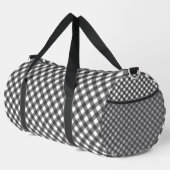 Rustic Farmhouse Monochrome Buffalo Check Geometri ダッフルバッグ (右コーナー)
