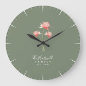 Rustic Farmhouse Personalised Family Name ラージ壁時計 (正面)