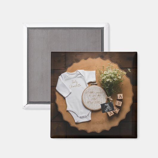 Rustic farmhouse Pregnancy Announcement keepsake  マグネット (正面/裏面)