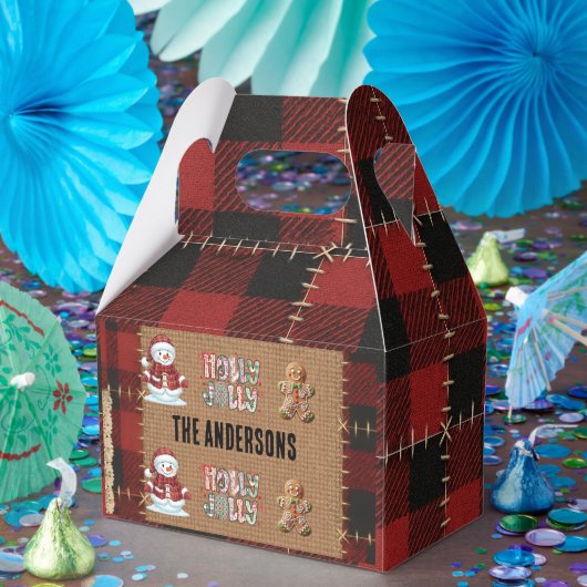 Rustic Farmhouse Red Buffalo Plaid Christmas  フェイバーボックス (パーティー)