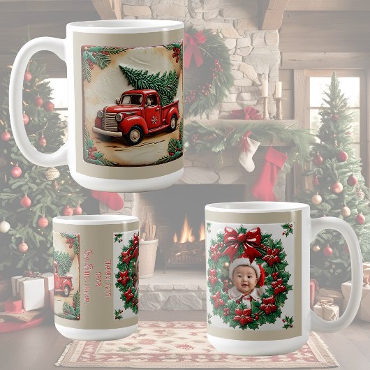 Rustic Farmhouse Red Truck Christmas Customizable  コーヒーマグカップ