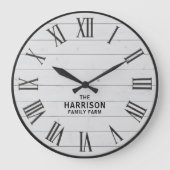 Rustic Farmhouse Roman Numeral Wall Clock ラージ壁時計 (正面)